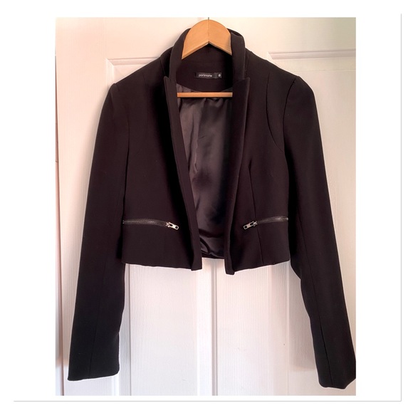 Portmans Black Cropped Blazer Zip Pockets - Picture 2 of 4